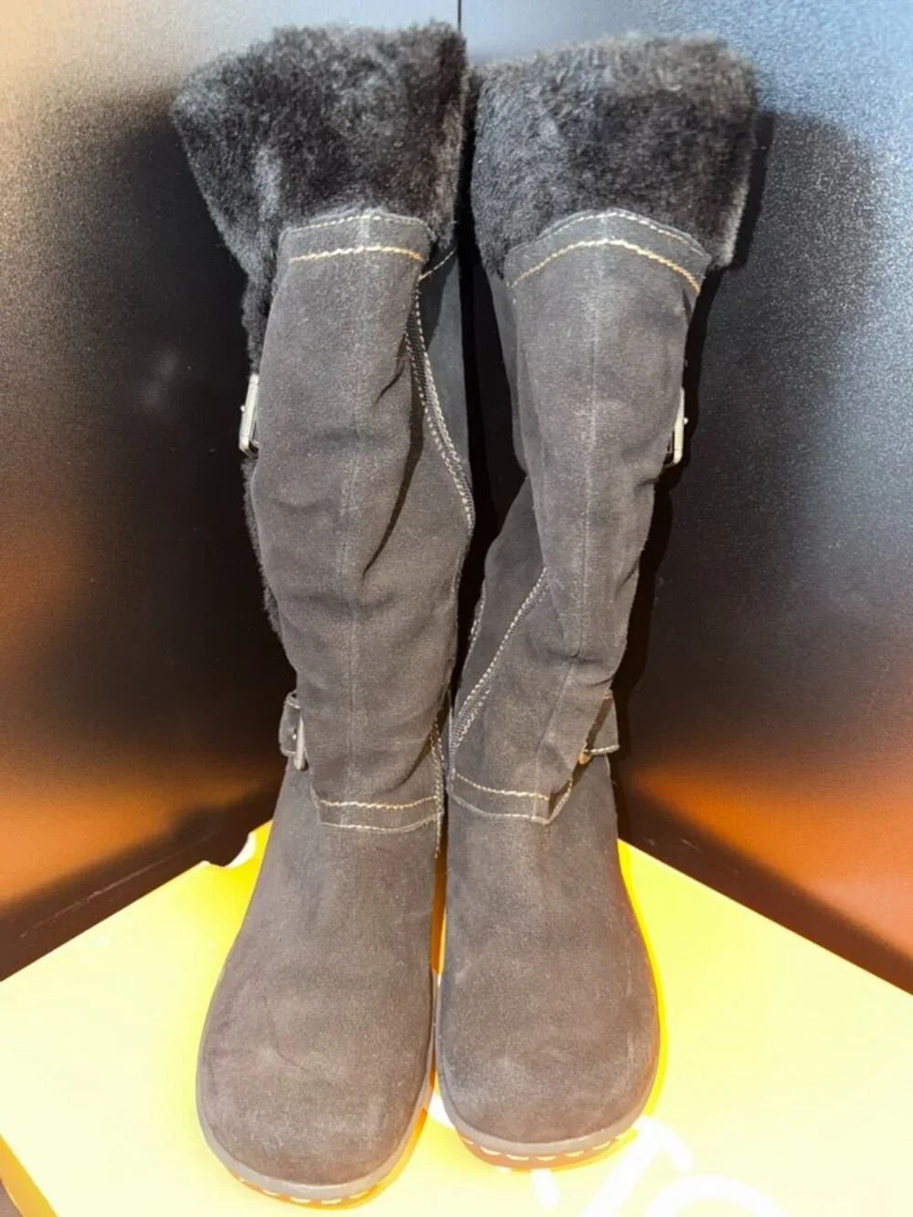 Sporto Lisa Black Faux Suede Faux Fur Winter Boots Women's Size 10